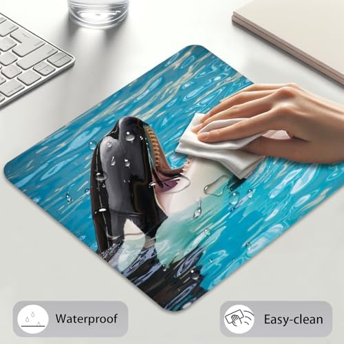 Orca Killer Whale Mouse Pad, Bright Blue Ocean Water Cute Desk Mat