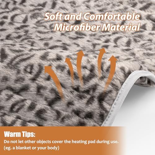 Electric Heating pad for Back Neck Shoulder Knee Arms Legs- Electric Heat Pads with 6 Heat Settings & Auto Shut Off &Dry/Moist Heat Heating Pad for Birthday Mother Father Girl Men Women, Leopard