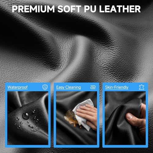COMHOMA Big and Tall Office Chair, High Back Leather Gaming Chair with Footrest, Executive Ergonomic Office Chair with Pocket Spring Lumbar Support and with Outward Fixed Soft Armrests