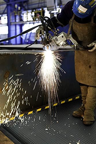 M+A Matting - 424020035 Hog Heaven Industrial-Grade Anti-Fatigue Mat | OSHA Yellow Striped Border | Welding Safe, Slip Resistant, Grease/Oil Proof, Ergonomic 7/8-inch Mat (Black, 3' x 5') (424-2-5F 3F)