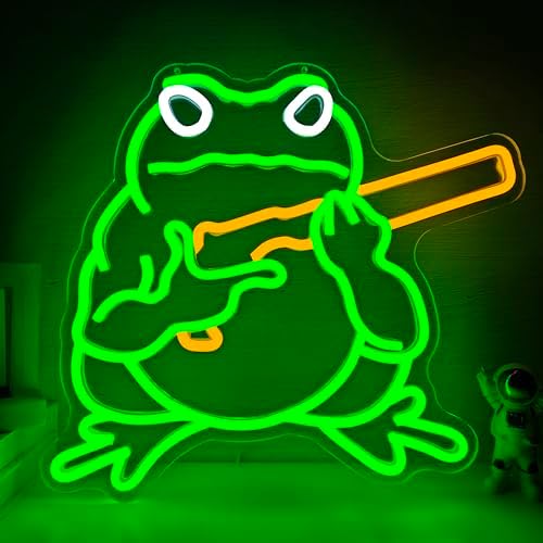 Frog Neon Sign Funny Neon Light for Bedroom Dimmable Gaming LED Sign Toad Light Sign for Wall Decor Frog Neon Wall Decorations for Man Cave Game Room Hippity Hoppity Get Of My Property Decor Gifts for Boys Men
