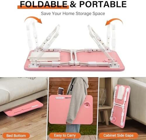 Lap Desk for Bed Adjustable Height with USB Port 23.6" x15.7" Desktop