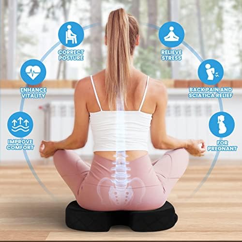 TushGuard Seat Cushion, Office Chair Cushions, Car Seat Cushion, Non-Slip Sciatica & Back Coccyx Tailbone Pain Relief Chair Pad for Computer Desk, Wheelchair, Driving (Black, X-Large) (Pack of 2)