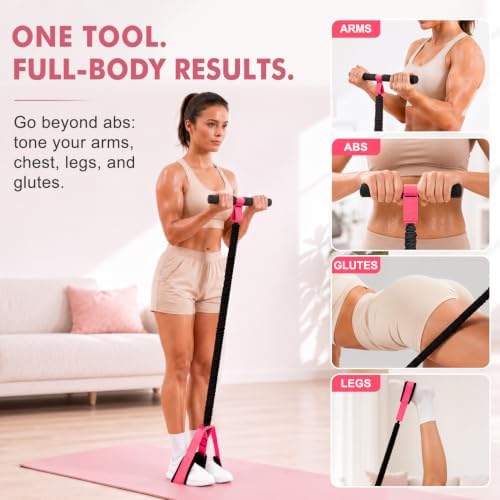 Pedal Resistance Band with Handle, Upgraded Durable Thickened Latex Tubes and Soft Foam Fabric Foot Pedal, Sit Up Exercise Equipment for Abdomen, Waist, Arm, Core/ABS, Leg, Physical Therapy