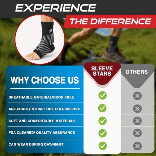 Sleeve Stars Ankle Brace Men & Women Support (Single/L:12"-13"/Black)