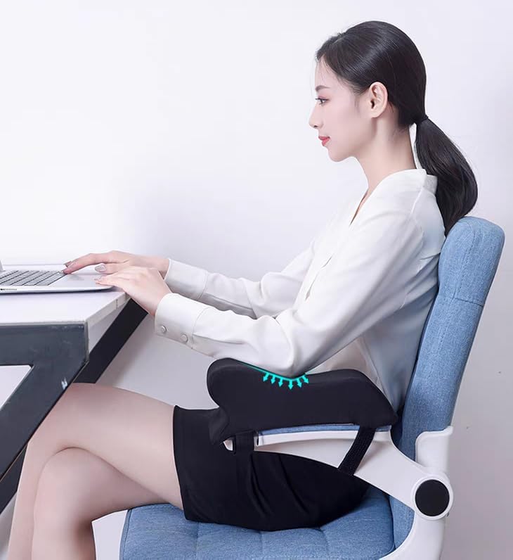 Armrest Cushion for Office Chairs - Soft Elbow Support Pad with Non-Slip Bottom, Fits Most Chairs 2-Piece (Khaki)
