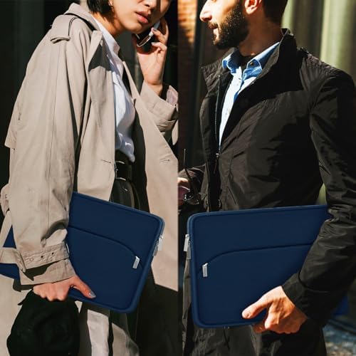 Laptop Sleeve 13.3 inch, Portable Monitor Protective Laptop Case with Front Pocket Computer Bag Compatible with MacBook Air Pro 13.3 inch 14 inch, Dell, HP, Deep Blue