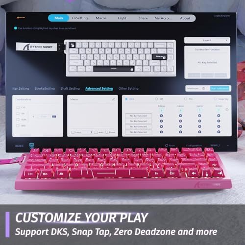 ATTACK SHARK X68HE RT Mechanical Gaming Keyboard 60% Wired TKL-Rose Contour