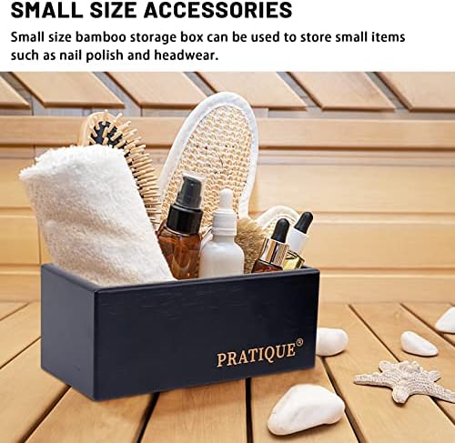 PRATIQUE Bamboo Drawer Organizer - Kitchen Utensil Organizer Silverware Tray Cutlery Holder，Office Desk Supplies and Accessories,12 * 3 * 2.6inch,Black