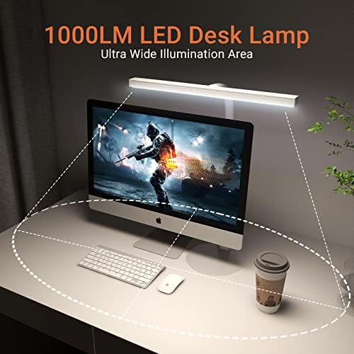 LED Desk Lamp for Home Office, 360° Flexible Gooseneck Desk Light with 3 Color Modes & 10 Brightness, Eye-Caring Adjustable Task Light for for Piano, Computer, Workbench, 10W, 1000LM (White)
