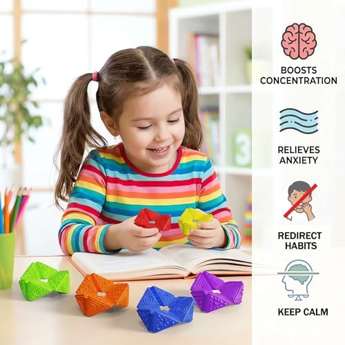 Sensory Fidget Toys for Kids Adults: Textures Sensory Flip Cube, Stress Fidgets Toys for Teen with Anxiety Autism ADHD Focus, Quiet Desk Fidget Toy for Classroom Prize, Office, Calm Down Corner