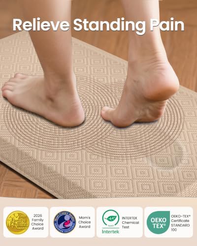 Ophanie Kitchen Mats for Floor,3/4 inch Thick,20x48 Anti Fatigue Cushioned Mat,Kitchen Rugs,Waterproof,Comfort Ergonomic Standing Mat for Office,Home,Sink with 99+ Pairs of Anti-Slip Bottom Ridges