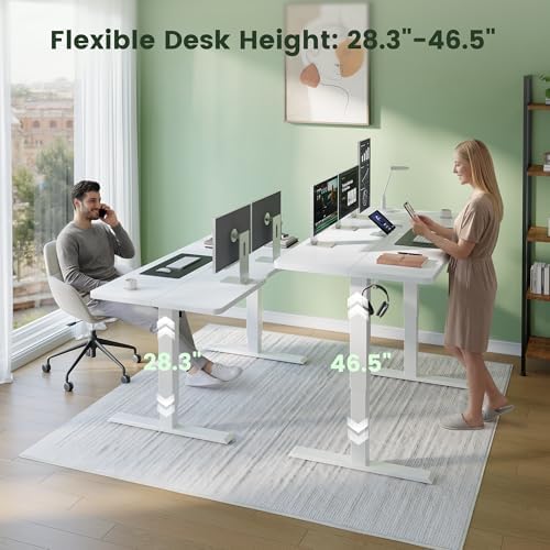 CubiCubi 55 x 24 Electric Height Adjustable Standing Desk, White