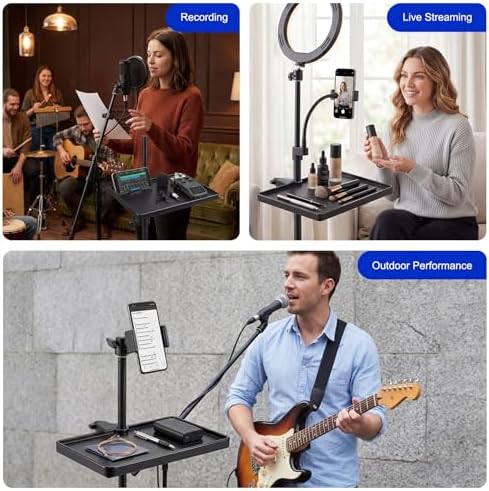 Aokoe Microphone Stand Tray with Crab Clamp Suitable for Music Stand, Mic Stand, Attention Table