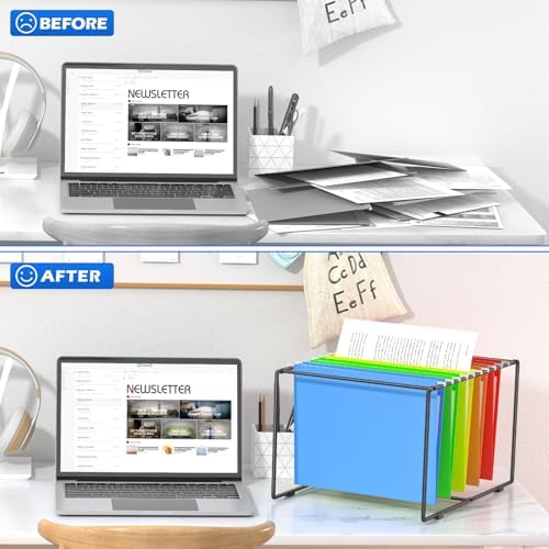 2 Sets Legal/Letter Size Hanging File Folder Frame,Fit Size Over 9.6”H/16.16”L File Cabinet Rail/Drawer/Inserts,Hanging File Holder,Desk Organizer for Accessories,Filing Box Anti-Scratch/Rusty