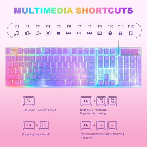 Wired LED Gaming Keyboad and Mouse Combo, 10 RGB Backlit Effects for PC