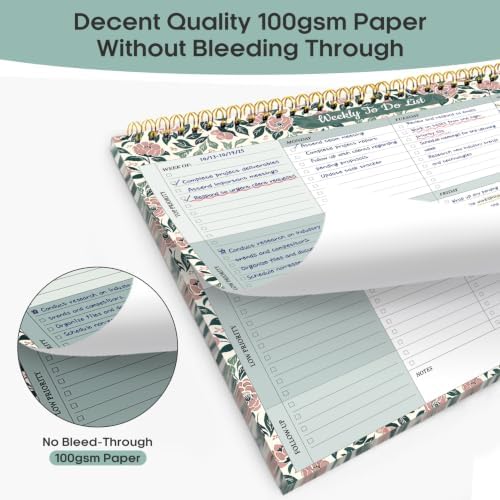 Taja Weekly To Do List Notepad, Undated Weekly Planner Pad, 8.5" x 11"