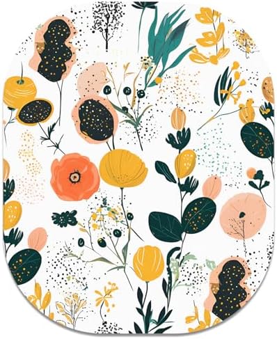 Small Mouse Pad, 6 x 7 Inch, Oval Mini Mouse Pad with Non-Slip Rubber Base for Laptop Wireless Mouse Keyboard Tray Mousepad, Flower Seamless Pattern