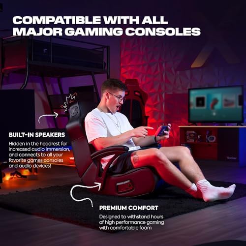 X Rocker Video Gaming Floor Rocker Chair, Built-in Audio, College Dorm Essentials for Guys and Girls, Bedroom, Foldable, Gifts for Gamers