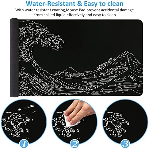 iCasso Mousepad,Gaming Mouse Pad,Black Wave of Kanagawa