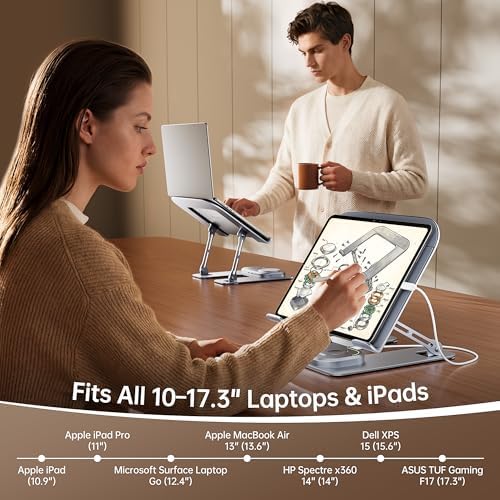 Transformers 6 in 1 Aluminum Laptop Stand with QI2 Wireless Charger