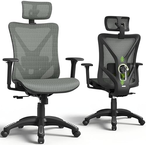 ELABEST Mesh Office Chair,Ergonomic Computer Desk Chair,Sturdy Task Chair- Adjustable Lumbar Support & Armrests,Tilt Function,Comfort Wide Seat,Swivel Home Office Chair (Eucalyptus)