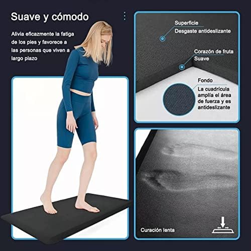 Anti Fatigue Floor Mat, Non Slip PVC Kitchen Mat, and Standing Desk Mat for Home Office Hotel (17 x 27 Inch, Black)