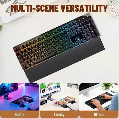 17 Inch Silicone Keyboard Wrist Rest, 0.59 Inch Thick Ergonomic Wrist Support for Full Size Mechanical & Membrane Keyboards, Honeycomb Non-Slip Pad for Office Gaming (Black)