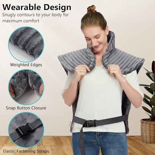 CAROMIO Heating Pad for Back Pain Relief, Neck and Shoulders