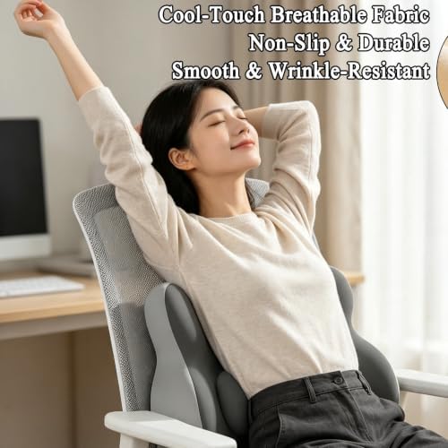 Ergonomic Memory Foam Chair Cushion Set, Seat Cushion with Lumbar Back Pillow for Long Sitting, Tailbone & Lower Back Pressure Relief for Office Home Desk Chair(Beige)