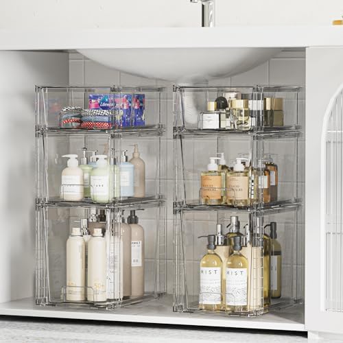 Vtopmart Clear Stackable Storage Drawers, 6 Pack Tall Organizer Set