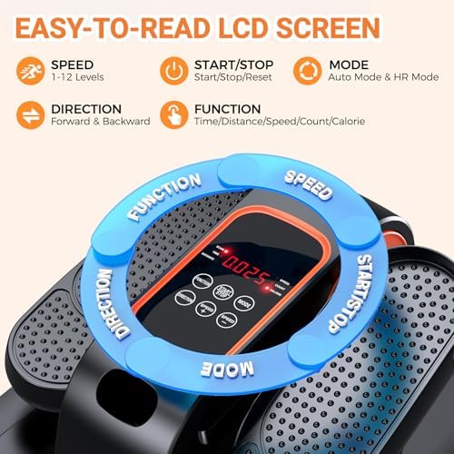 Under Desk Elliptical, Elliptical Leg Exerciser for Seniors, Home Portable Elliptical with Remote Control and 12 Adjustable Speeds, Electric Seated Pedal Exerciser