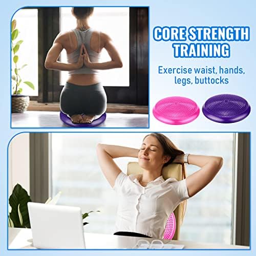 Leitee 3 Pcs Inflated Wobble Cushion Exercise Wiggle Seat for Sensory Flexible Seating Wobble Board Balance Disc Sensory Wiggle Seat Pad for Office Chair with Air Pump