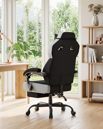 GTPLAYER Big & Tall Gaming Chair, Wide Seat with Footrest, Black & Gray