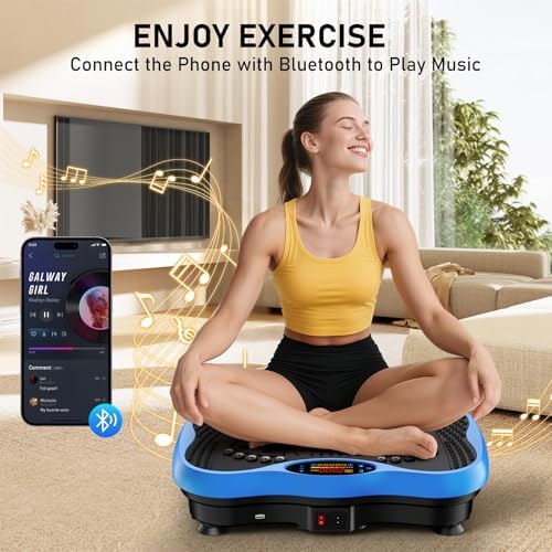 Vibration Plate Exercise Machine, 130 Levels Full Body Workout Vibrating Plate for Lymphatic Drainage Weight Loss, 450 Lbs Capacity Shake Platform with Bluetooth for Women Men