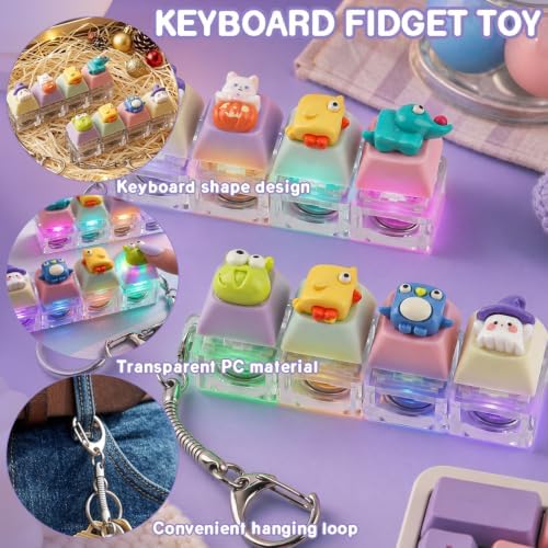 2 Pcs Resin Animals Keyboard Fidget Toy, Creamy & Clicky Fidget Keychain