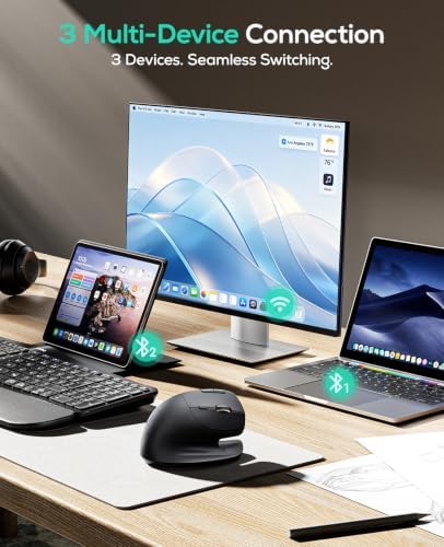 Nulea Ergonomic Vertical Wireless Mouse with Horizontal Scroll Wheel