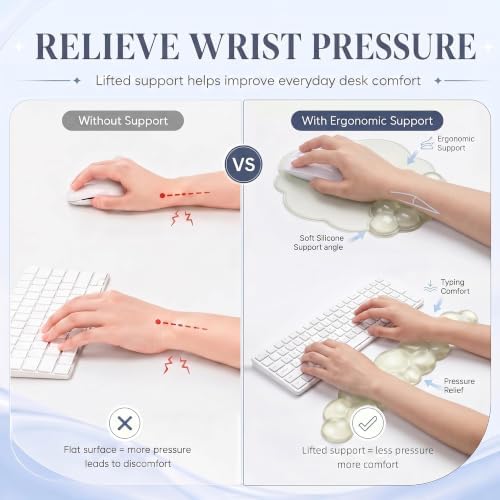 Gel Cloud Wrist Rest, Keyboard & Mouse Pad Set for Office, Non-Slip Support