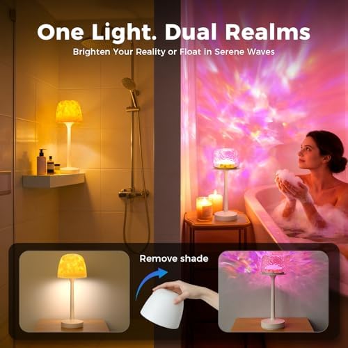 2-Pack Waterproof Shower Lamp Rechargeable LED Ocean Projector