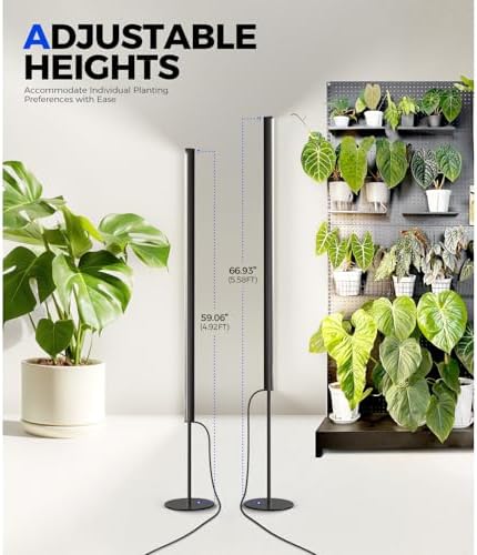 Barrina T1S Vertical Grow Light, 65W 5000K Full Spectrum, 5FT-5.6FT Height