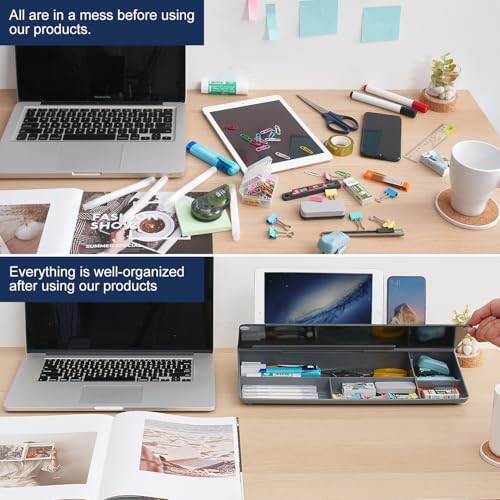 TSJ OFFICE Desktop Whiteboard Dry-Erase-Board - Computer Keyboard Stand White Board Surface Pad with Drawer, Desk Organizers with Accessories for Office, Home, School Supplies - Black＆Grey