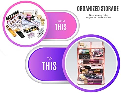 Sorbus 7-Drawer Makeup Organizer with Small & Wide Drawers (Pink)