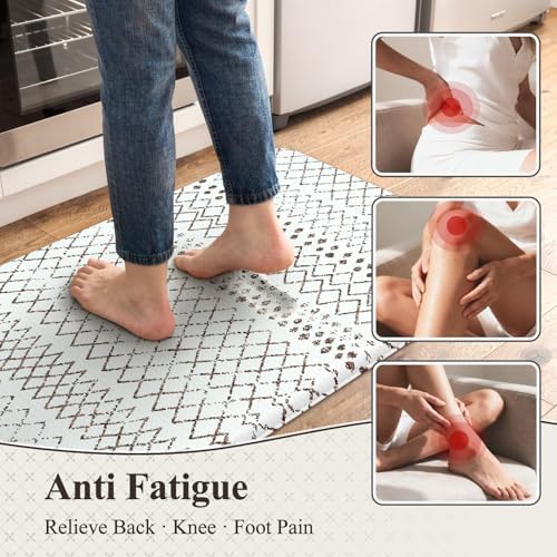 KIMODE Kitchen Mats 2PCS Cushioned Anti Fatigue Boho Kitchen Mats for Floor