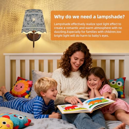 YISUN Chandelier Lampshades Set of 6, Small Metal Lamp Shade 3.9" Top x 5.9" Bottom x 5.5" High, Fit for Candelabra Bulbs, Clip-on Lamp Shades (Flower White)