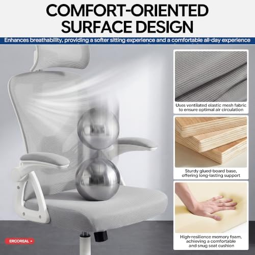 Ergonomic Mesh Office Chair with Headrest, Lumbar Support, 400 lbs
