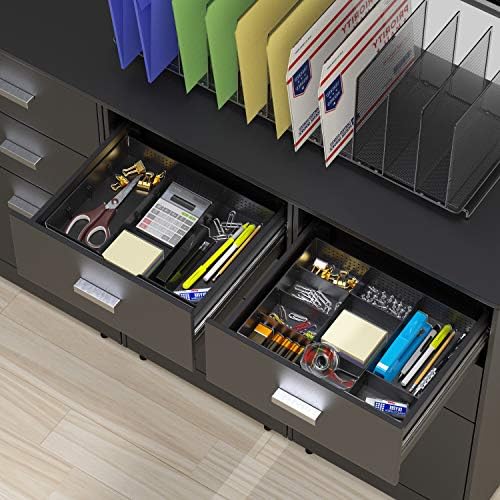 Simple Houseware Drawer Organizer Tray, 9 Compartments, 2-Pack, Black