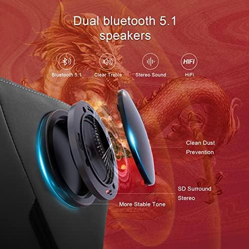 GTPLAYER Gaming Chair with Bluetooth Speakers and Footrest, Dragon Series Video Game Chair, Heavy Duty Ergonomic Chair, Esports Gaming Chair, Computer Office Desk Chair(DEEP Black)