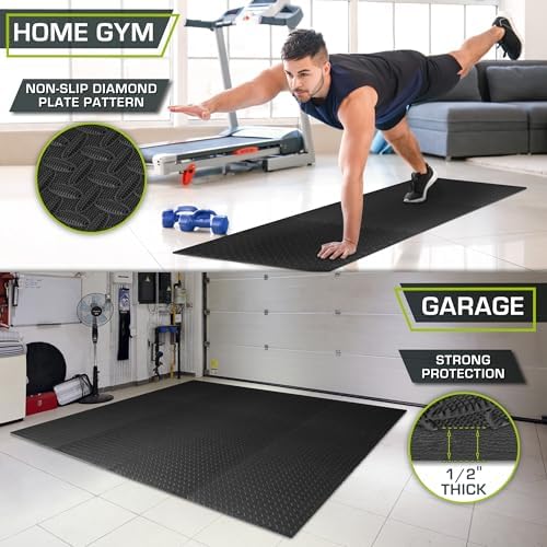 ProsourceFit Exercise Puzzle Mat 1/2-inch, EVA Interlocking Foam Floor Tiles for Home Gym, Workout Equipment, Kids Play Areas, Black, 72 SQ FT - 18 Tiles