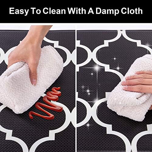 Carvapet Anti Fatigue Kitchen Mat 2 Piece Set Black Moroccan Mats for Floor