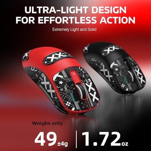 ATTACK SHARK X3 49g Ultra-Lightweight Wireless Gaming Mouse, Red&Tape